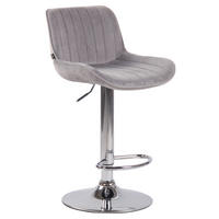 BARHOCKER Samt grau - Chromfarben/Grau, Textil/Metall (50/86/50cm) - CLP