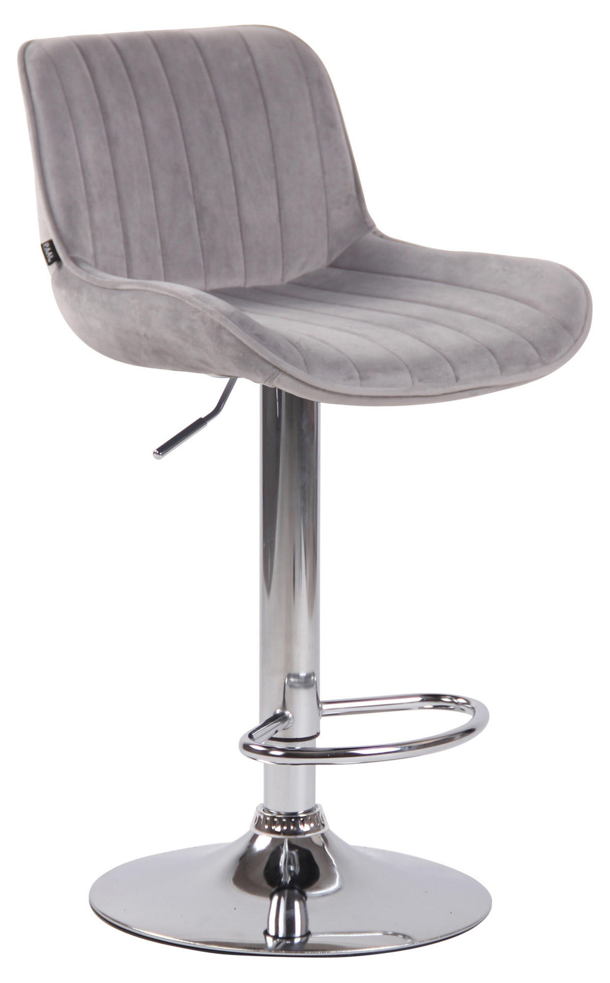 BARHOCKER Samt grau - Chromfarben/Grau, Textil/Metall (50/86/50cm) - CLP