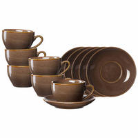 KAFFEETASSEN MIT UNTERTASSEN Sahara Dunkelbraun 230 ml 6er Set - Dunkelbraun, Keramik (14.5/8/14.5cm) - Ritzenhoff Breker