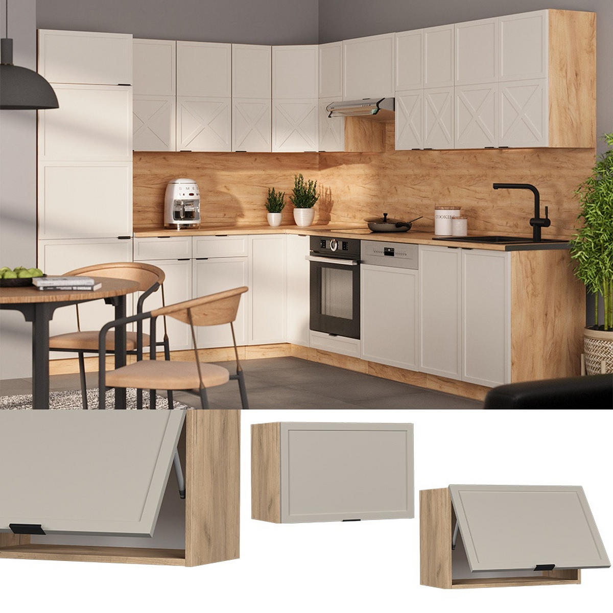 VÄGGSKÅP Fame-Line Gråbeige 60 cm Platt - Honungsek/Grå, Träbaserade material (60/40/34.1cm) - Vicco