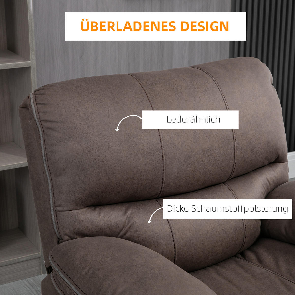 RELAXSESSEL mit Liegefunktion, Braun - Braun, Kunststoff (90/96/97cm) - HOMCOM