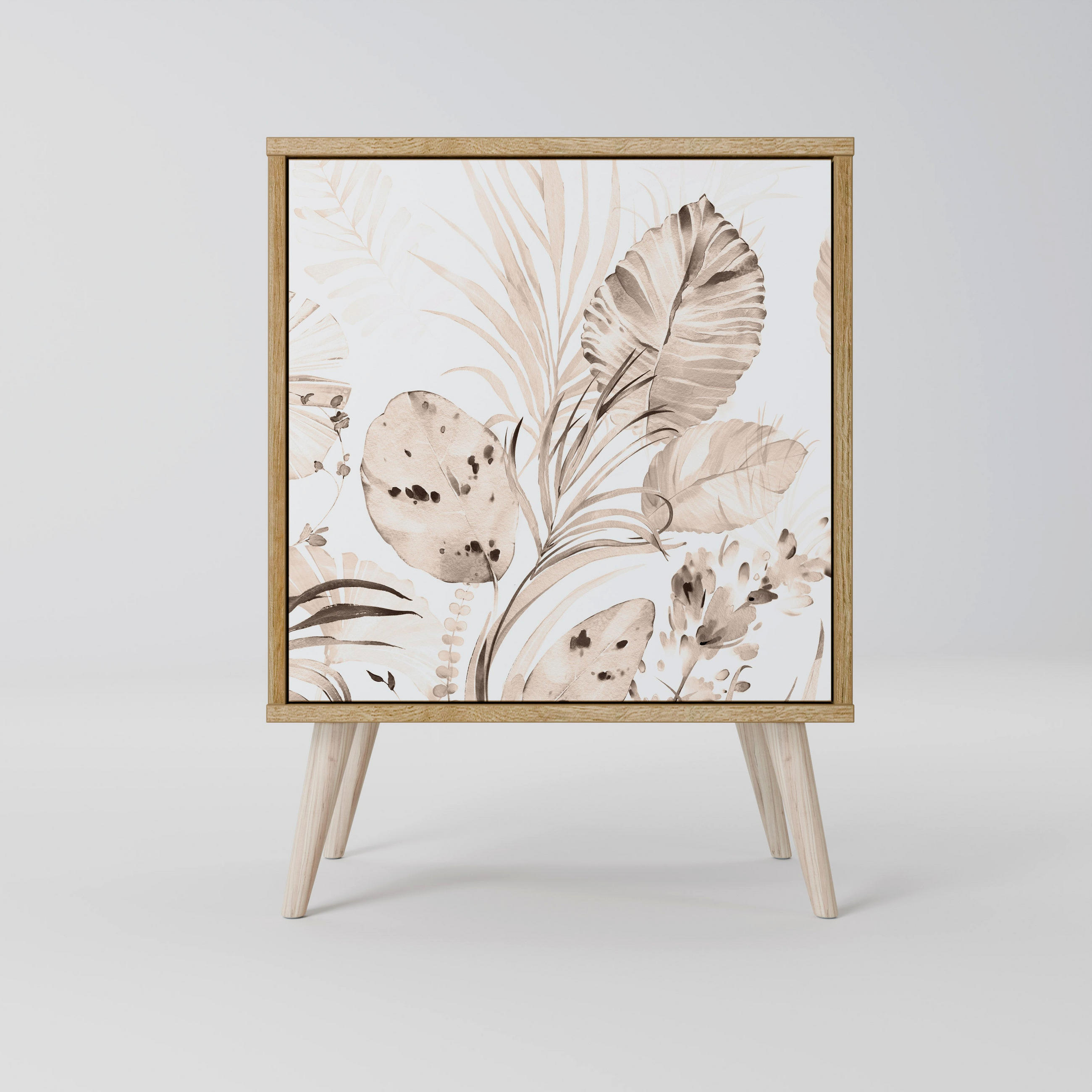 SIDEBOARD WILD TENDERNESS, Eichefarben, 57,5x42x77,5 cm, Schräge Buchenholzfüße - Eichefarben/Buchefarben, Holzwerkstoff/Buchenholz (57.5/77.5/42cm) - SpaceRebels