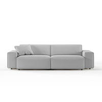 SOFA RANI Hellgrau Cord - Hellgrau/Schwarz, Kunststoff/Textil (256/71/101cm) - KAWOLA