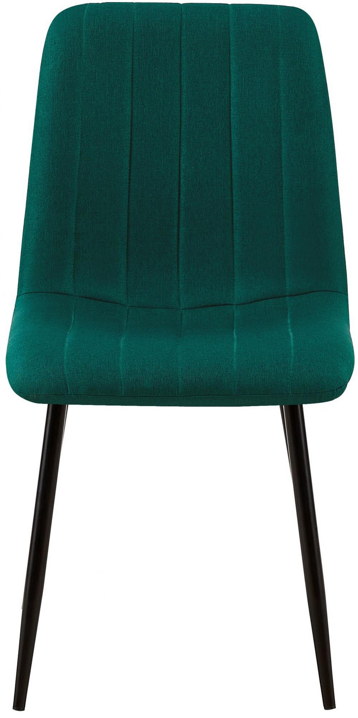 STUHL 4er Set Stoff Dunkelgrün - Dunkelgrün/Schwarz, Textil/Metall (45/88/53cm) - CLP