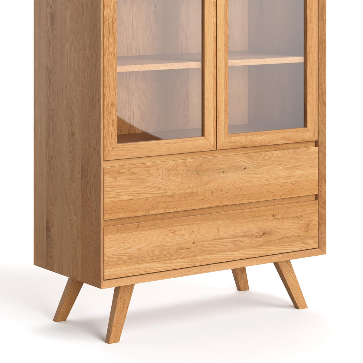 VITRINE Quatro aus massivem Eichenholz 120 cm - Eichefarben/Naturfarben, Holz (120/205/45cm) - Danzz