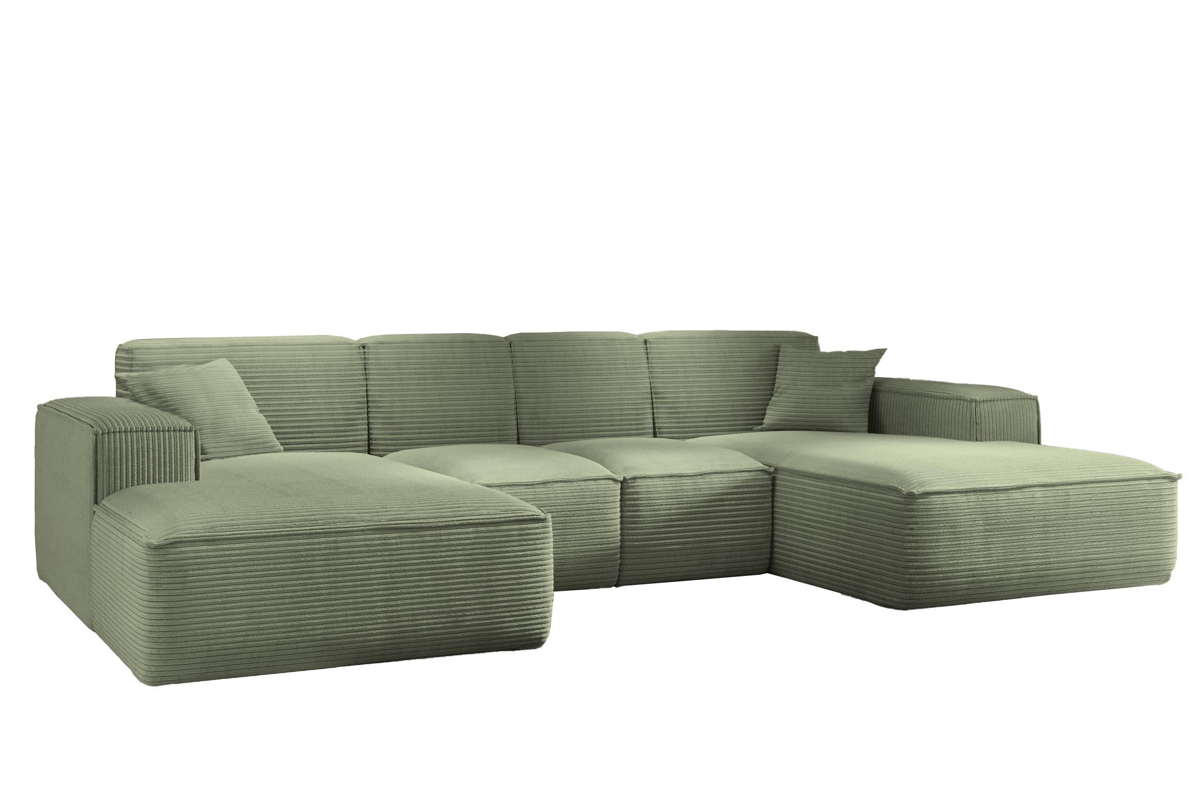 ECKSOFA, Eckcouch U form, Wohnzimmer Couch Large 342cm SIENA stoff Poso Hellgrün - Hellgrün, Holz/Textil (344/165cm) - Kaiser Möbel