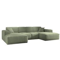 ECKSOFA, Eckcouch U form, Wohnzimmer Couch Large 342cm SIENA stoff Poso Hellgrün - Hellgrün, Holz/Textil (344/165cm) - Kaiser Möbel