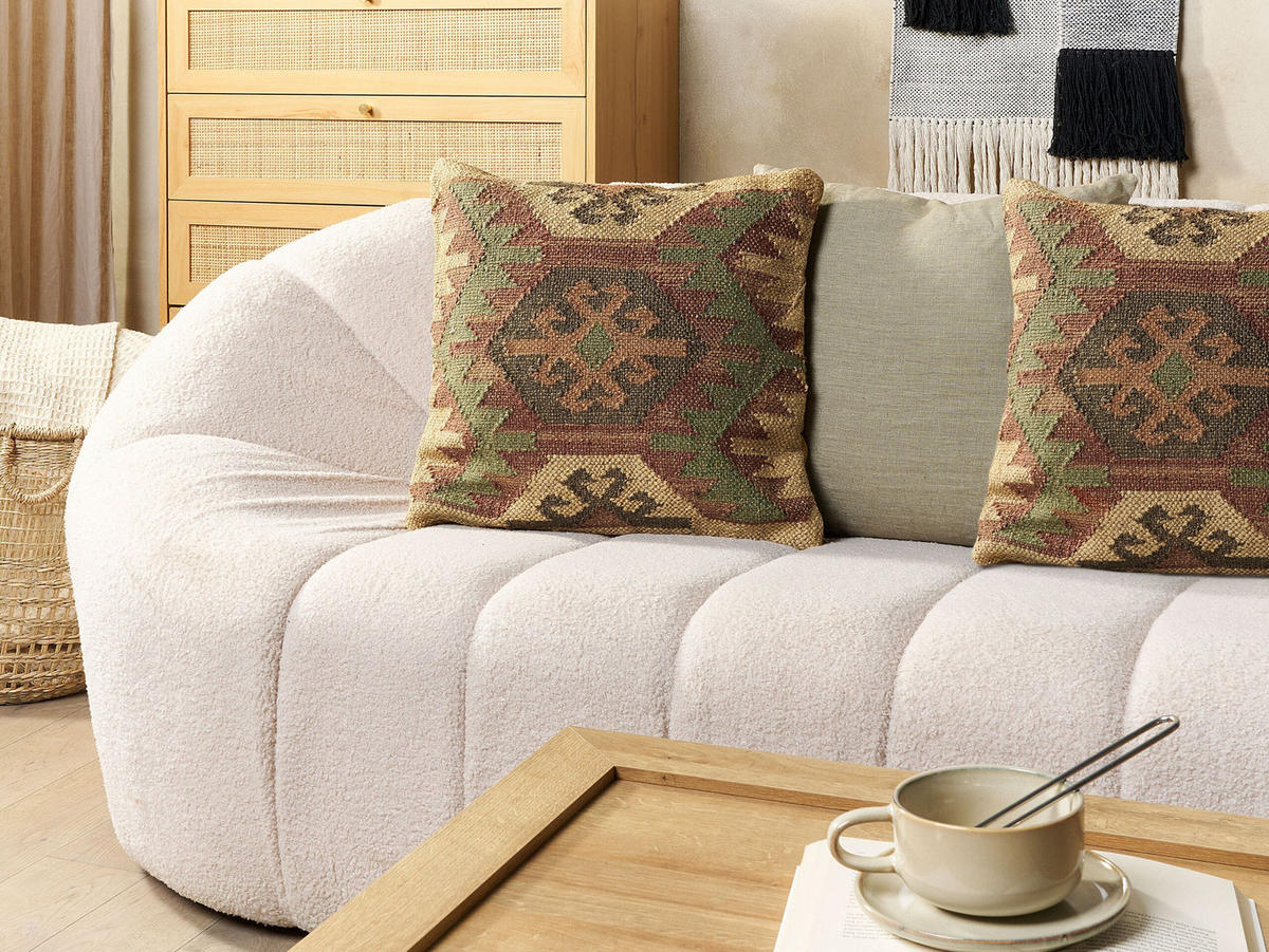 DEKOKISSEN 2er-Set Bunt 45/45 cm Cumbum - Multicolor, Naturmaterialen (45/45cm) - Beliani