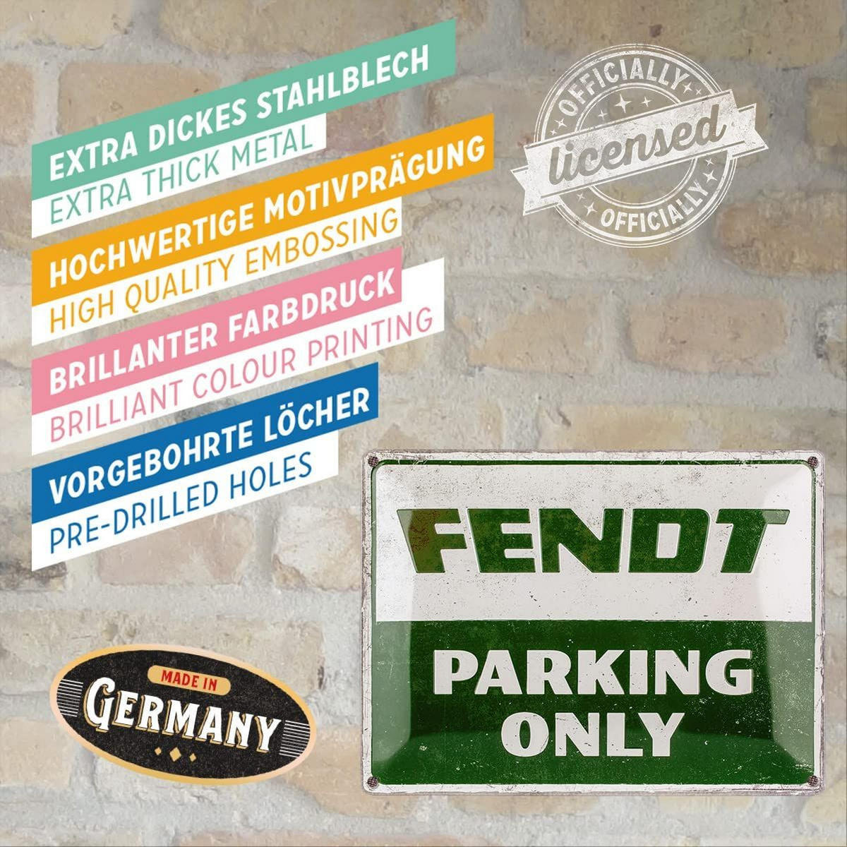 BLECHSCHILD 30/40 cm Fendt Parking Only - Multicolor, Metall (40/30/0.2cm) - Nostalgic-Art