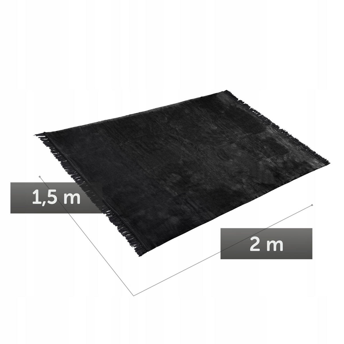 BETTDECKE, 2 x 1.5 m, Schwarz - Schwarz, Textil (150/200cm) - KADAX