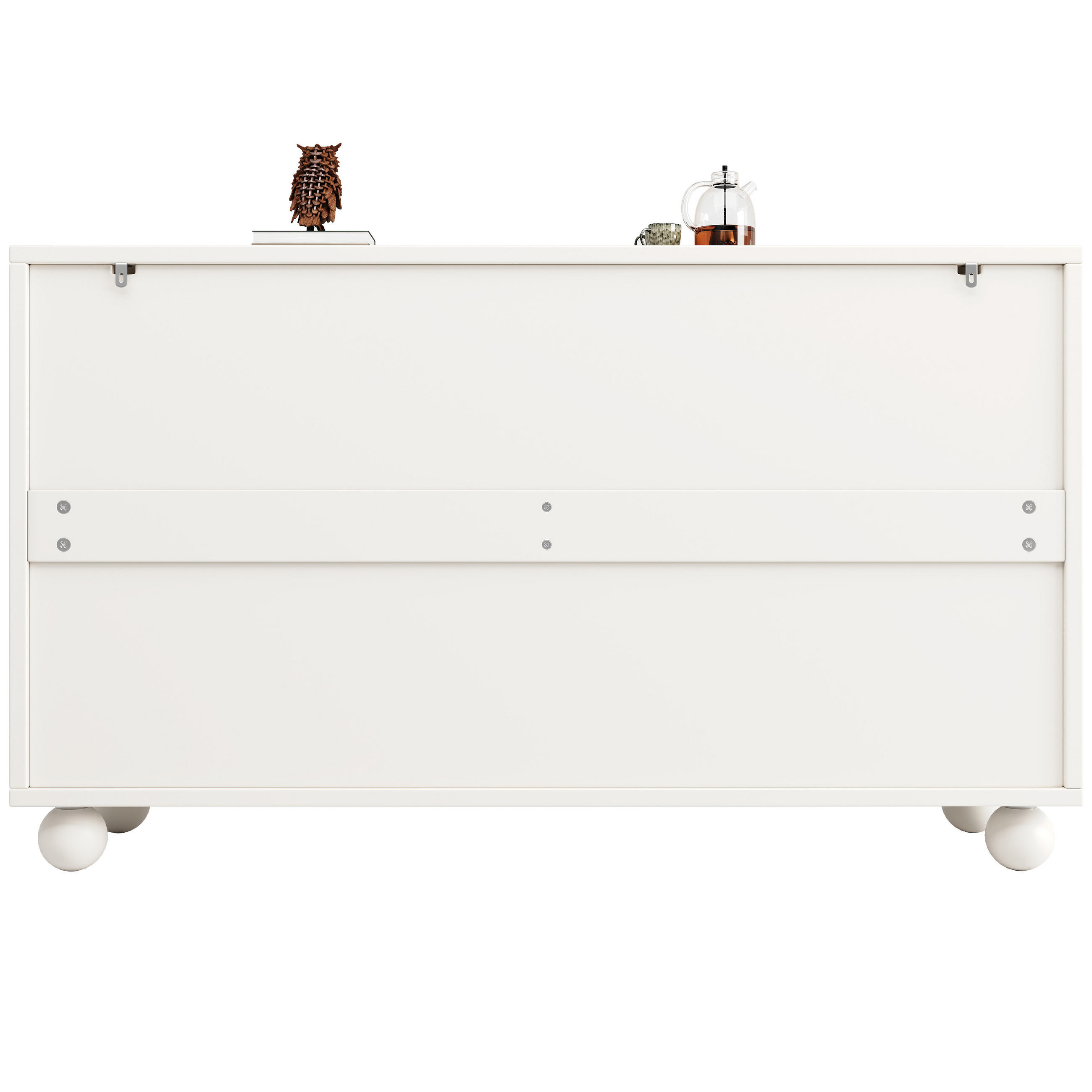 KÜCHENBUFFET mit Glaselementen und verstellbaren Einlegeböden, 120 x 35 x 71 cm, Weiß, MDF und Metall - Weiß, Holzwerkstoff (120/71/35cm) - SONNENH