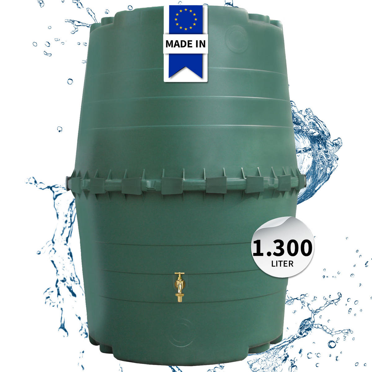 TOP-TANK Regentonne 1300 L, dunkelgrün - Grün, Kunststoff (118/156/120cm) - GARANTIA