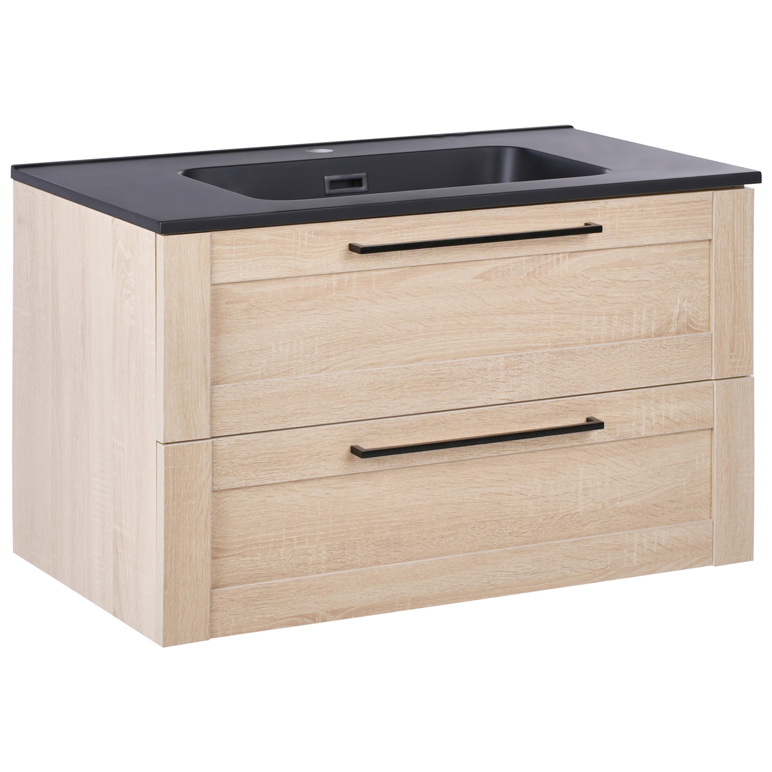 WASCHBECKENUNTERSCHRANK wandmontiertk mit Waschbecken Hellbraun Tarija - Hellbraun, Holzwerkstoff (80/46/91.5cm) - Beliani