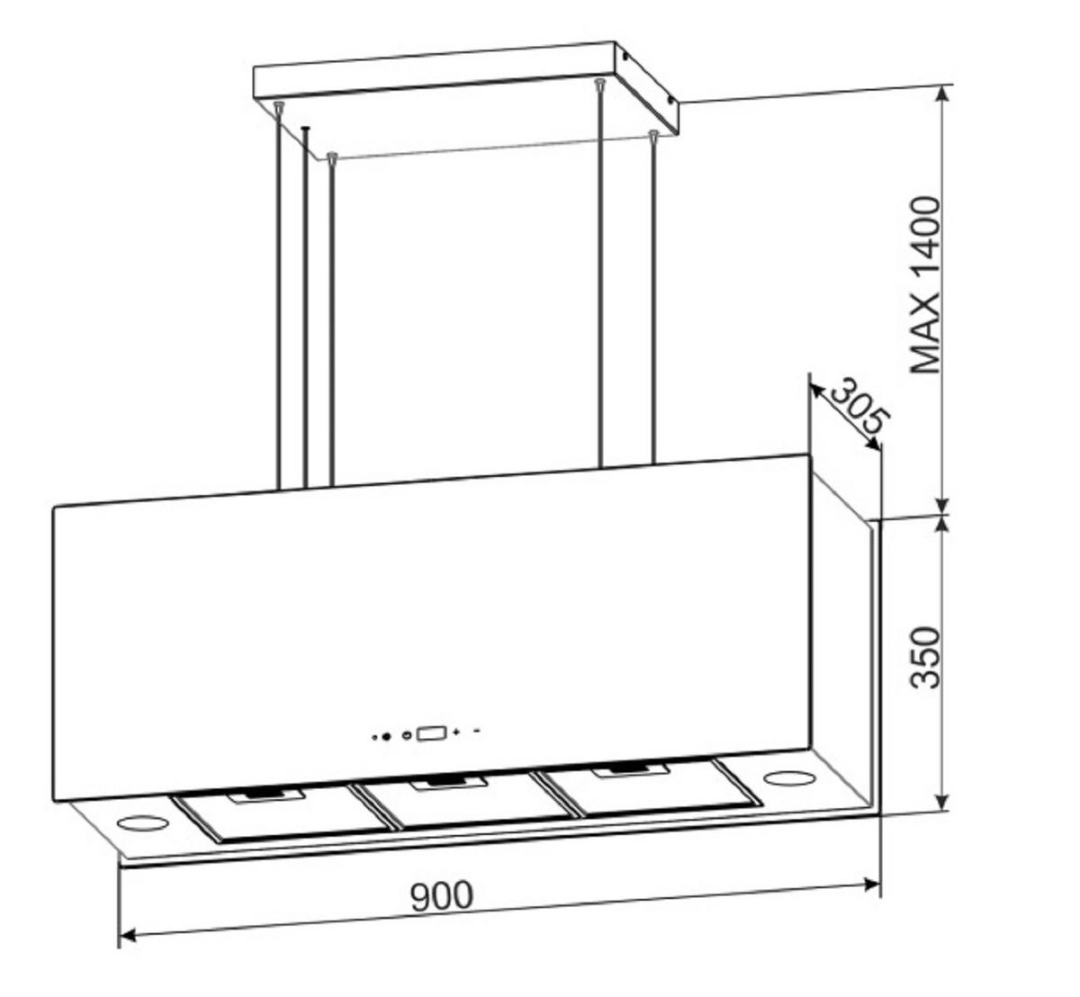 DUNSTABZUGSHAUBE GCH I 333 90 WH Prime + Umluftset, 90 cm Weiß - Weiß, Metall (90/35/30.5cm) - Gurari