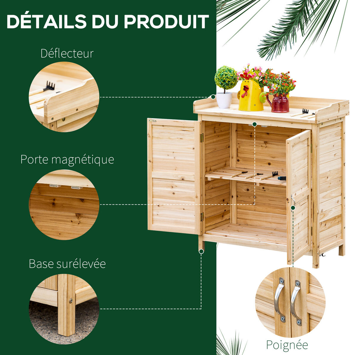 GERÄTESCHUPPEN DE-17576 2 Türen mit Einlegeboden Naturholz - Naturfarben, Holz (83/92/40cm) - ComfortXL