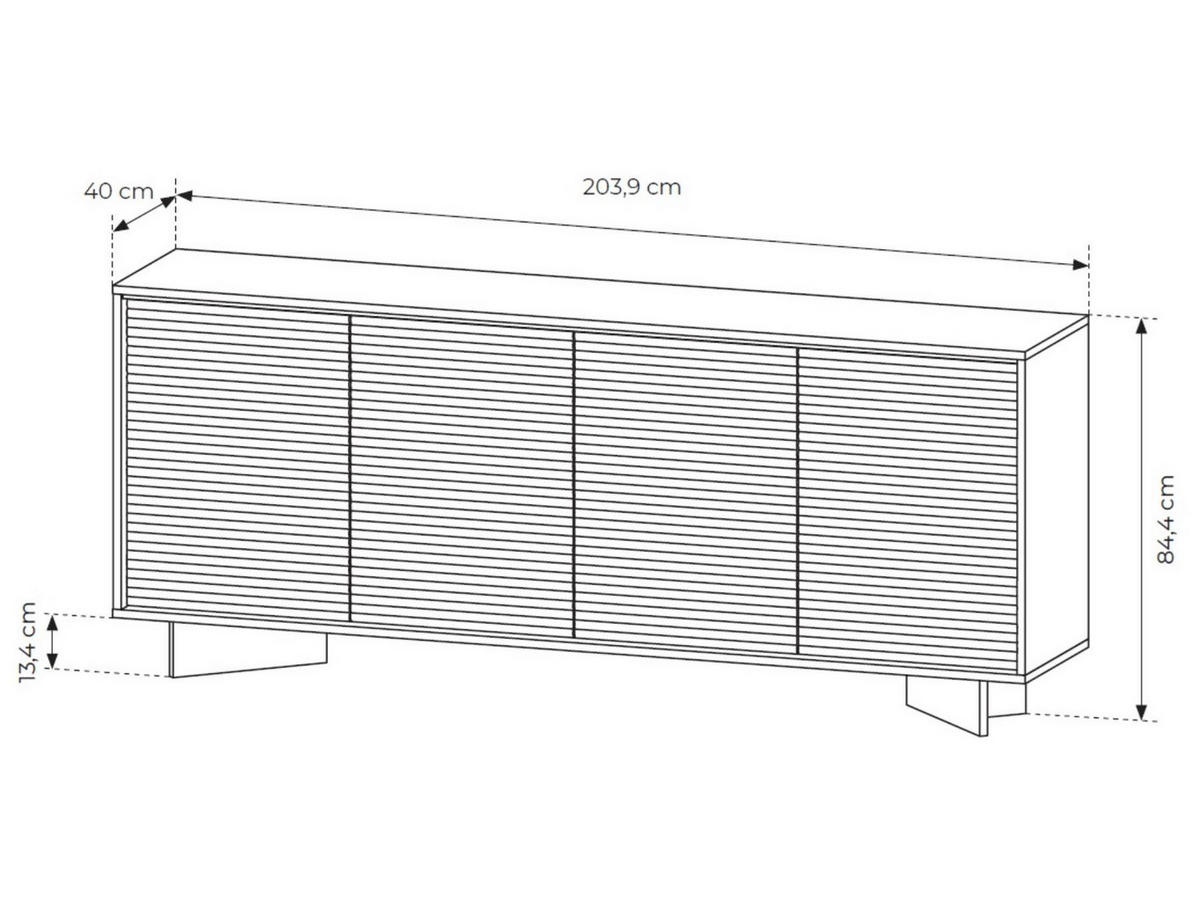SIDEBOARD DEMI Cappuccino, Viertürig Breite Kommode mit LED-Beleuchtung - Cappuccino, Holzwerkstoff (204/84/40cm) - Bettso