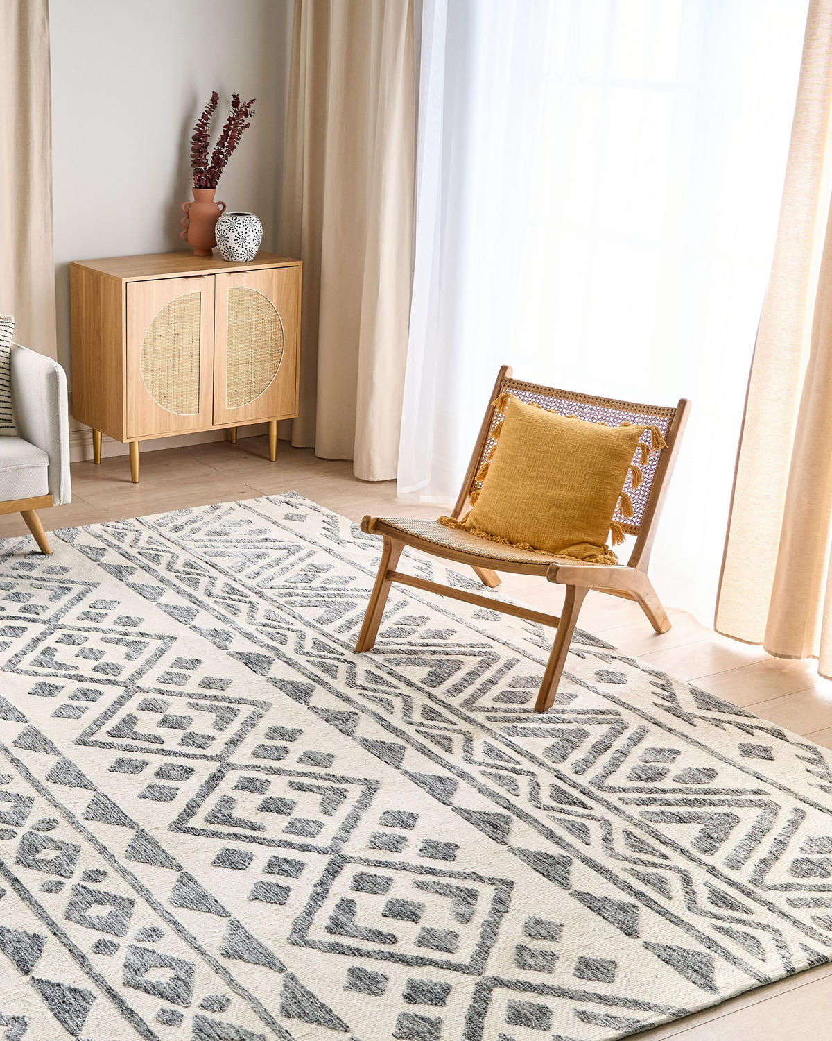 KURZFLOR-TEPPICH Beige 300/400 cm Aspani - Beige/Grau, Textil (300/400cm) - Beliani