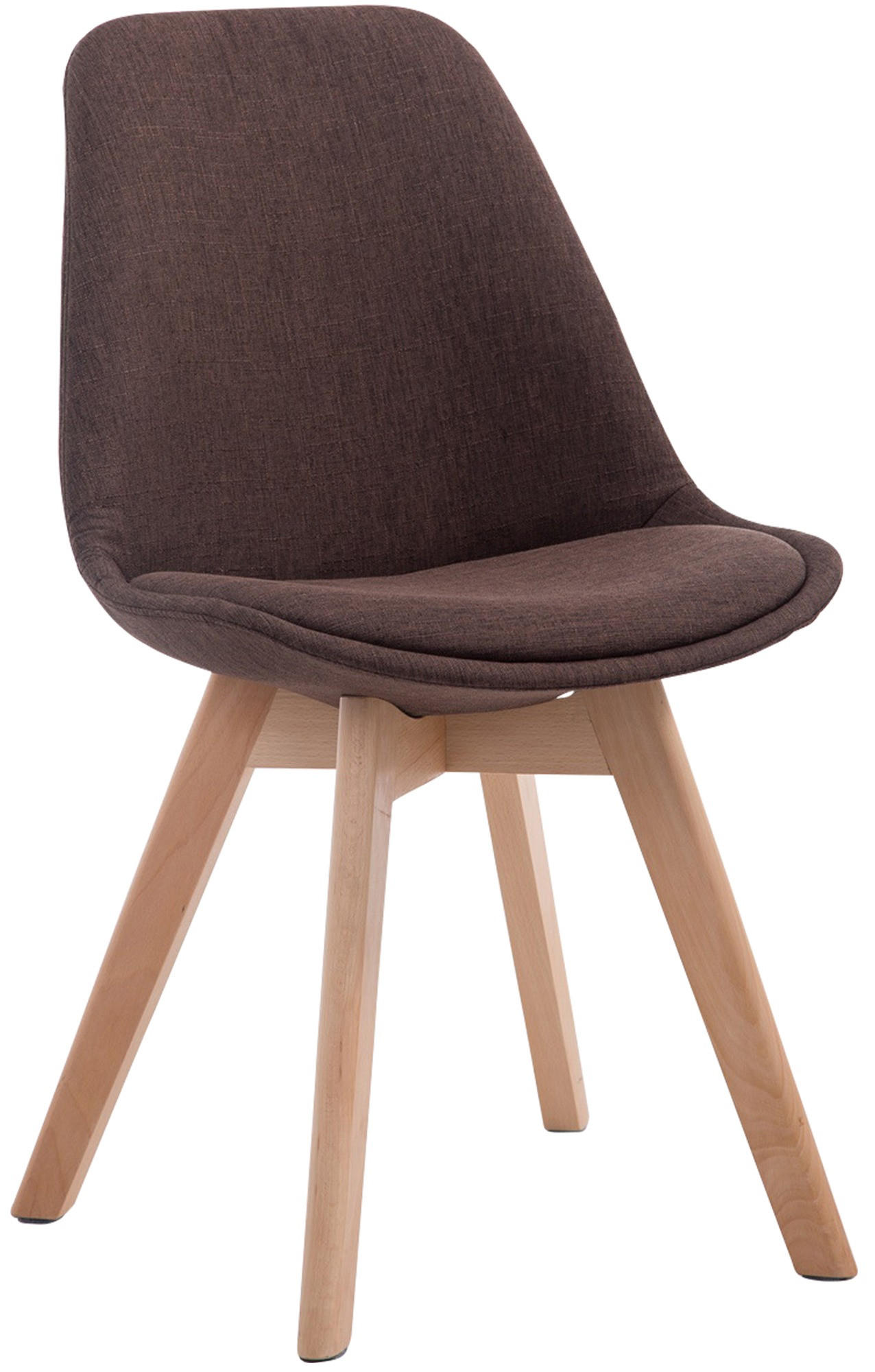 STUHL Stoff Braun - Eukalyptusholzfarben/Braun, Holz/Textil (48/84/55cm) - CLP
