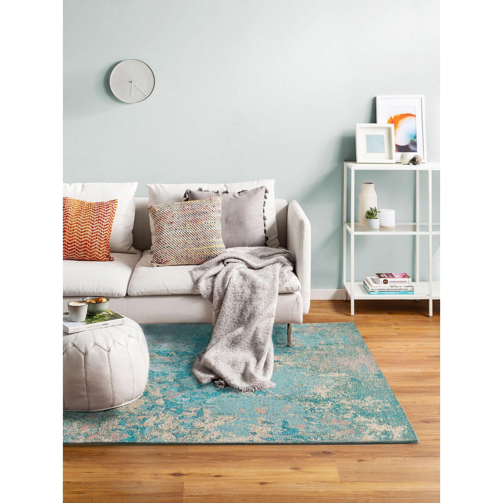 Thumbnail - benuta Pop Flachgewebeteppich, Türkis, Textil, Orientalisch, Rechteckig, 240x340 cm, Oeko-Tex® Standard 100, wasserabwei...