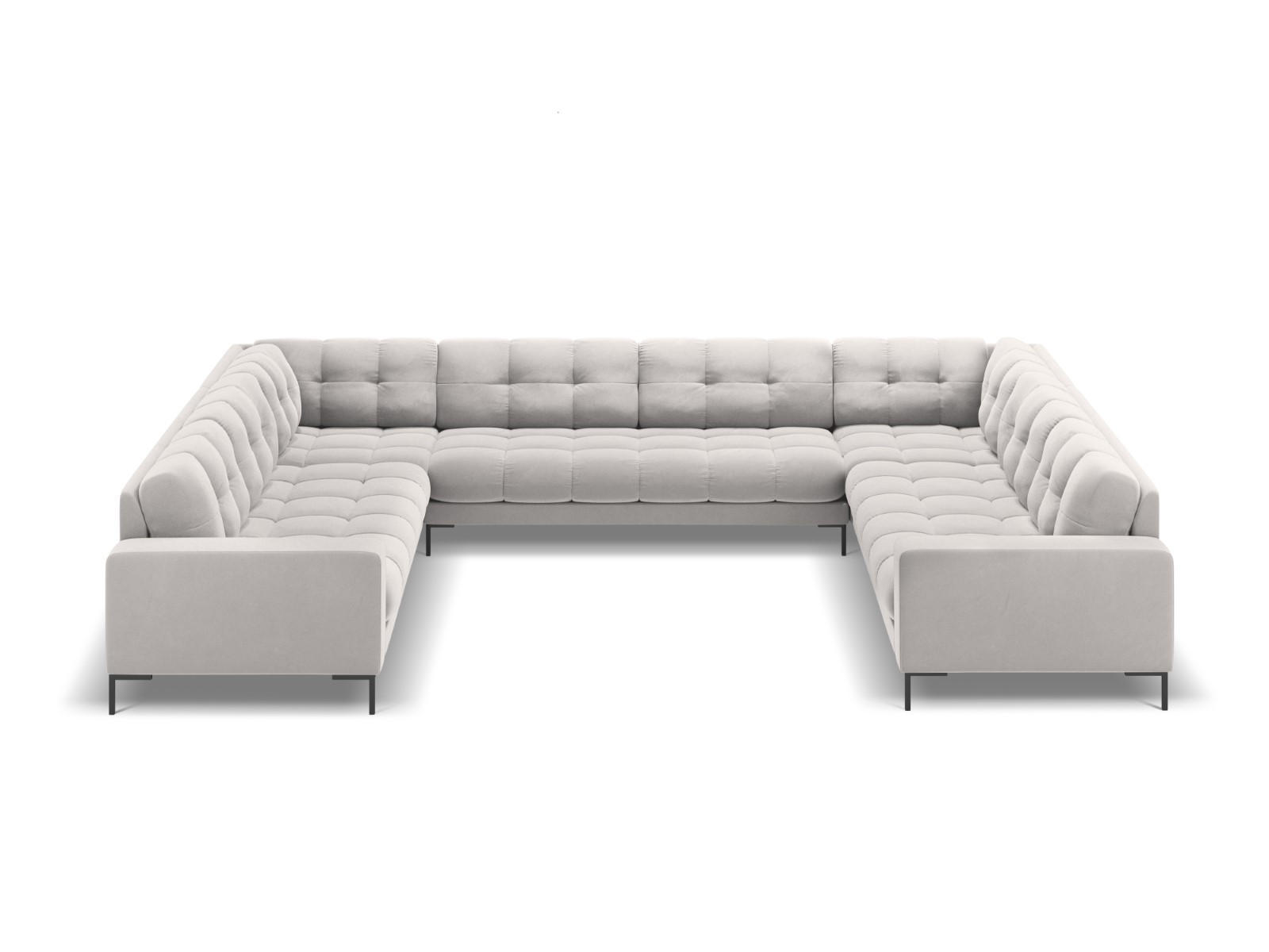 PANORAMASOFA Mamaia aus Samt silber 9 Sitzplätze - Silberfarben, Textil (256/75/337cm) - Micadoni