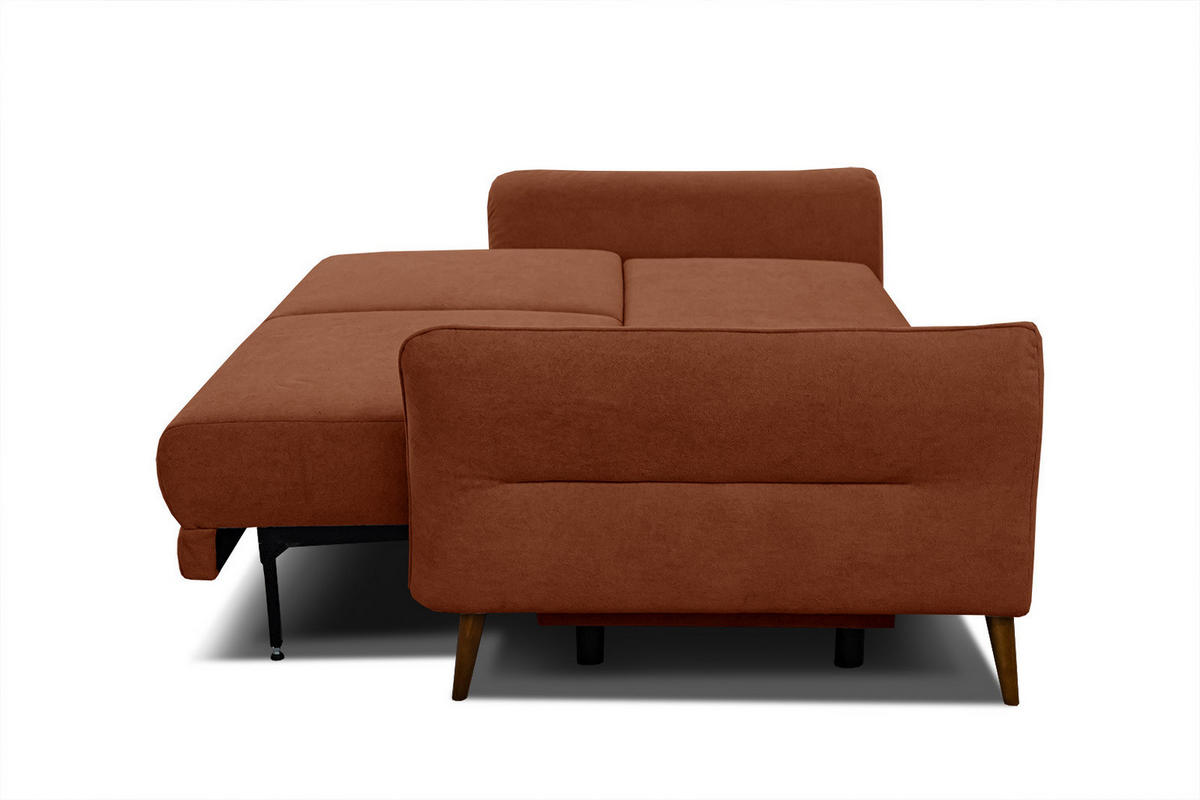 SOFA FIGARI 3-Sitzer mit Schlaffunktion, dunkelorange - Dunkelorange/Braun, Holz/Textil (232/90/107cm) - Courtois Laville