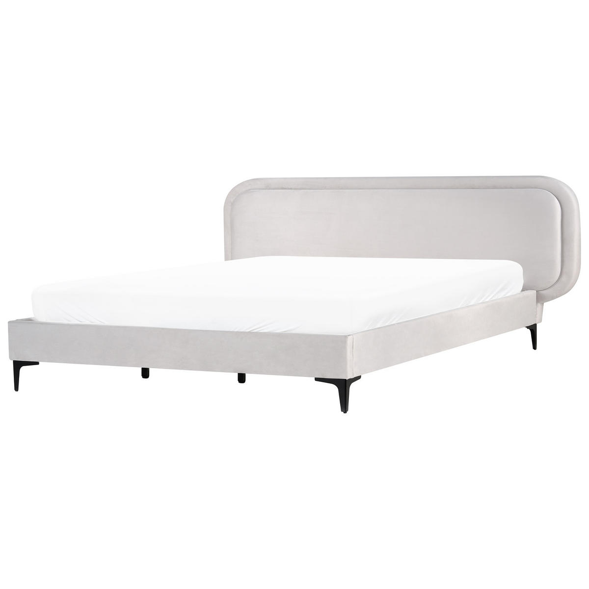 BETT mit Lattenrost 180/200 cm Hellgrau Suzette - Hellgrau, Textil (180/200cm) - Beliani