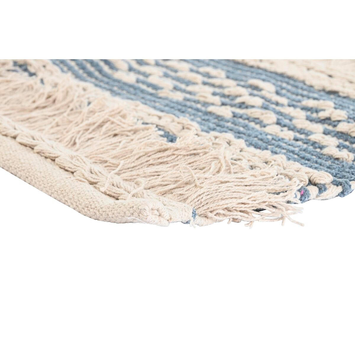 TEPPICH 180 x 120 x 2 cm Blau Baumwolle Weiß Boho - Weiß, Naturmaterialien (120/180cm) - DKD Home Decor