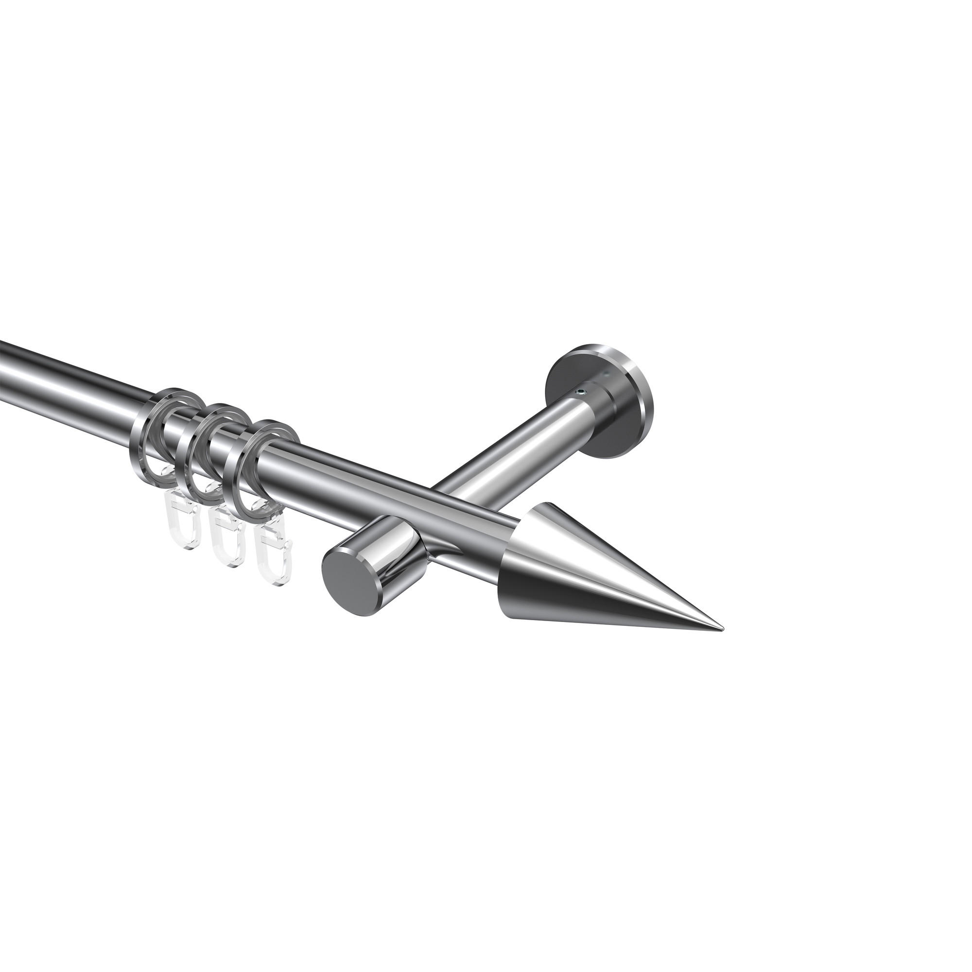 GARDINENSTANGEN-SET Prestige Savio 280 cm (geteilt in 2 x 140 cm), 1-läufig, 20 mm Ø Chrom - Chromfarben, Metall (280cm) - INTERDECO