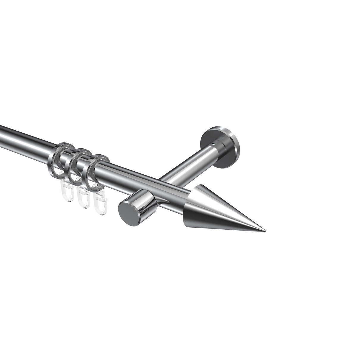 GARDINENSTANGEN-SET Prestige Savio 180 cm, 1-läufig, 20 mm Ø Chrom - Chromfarben, Metall (180cm) - INTERDECO