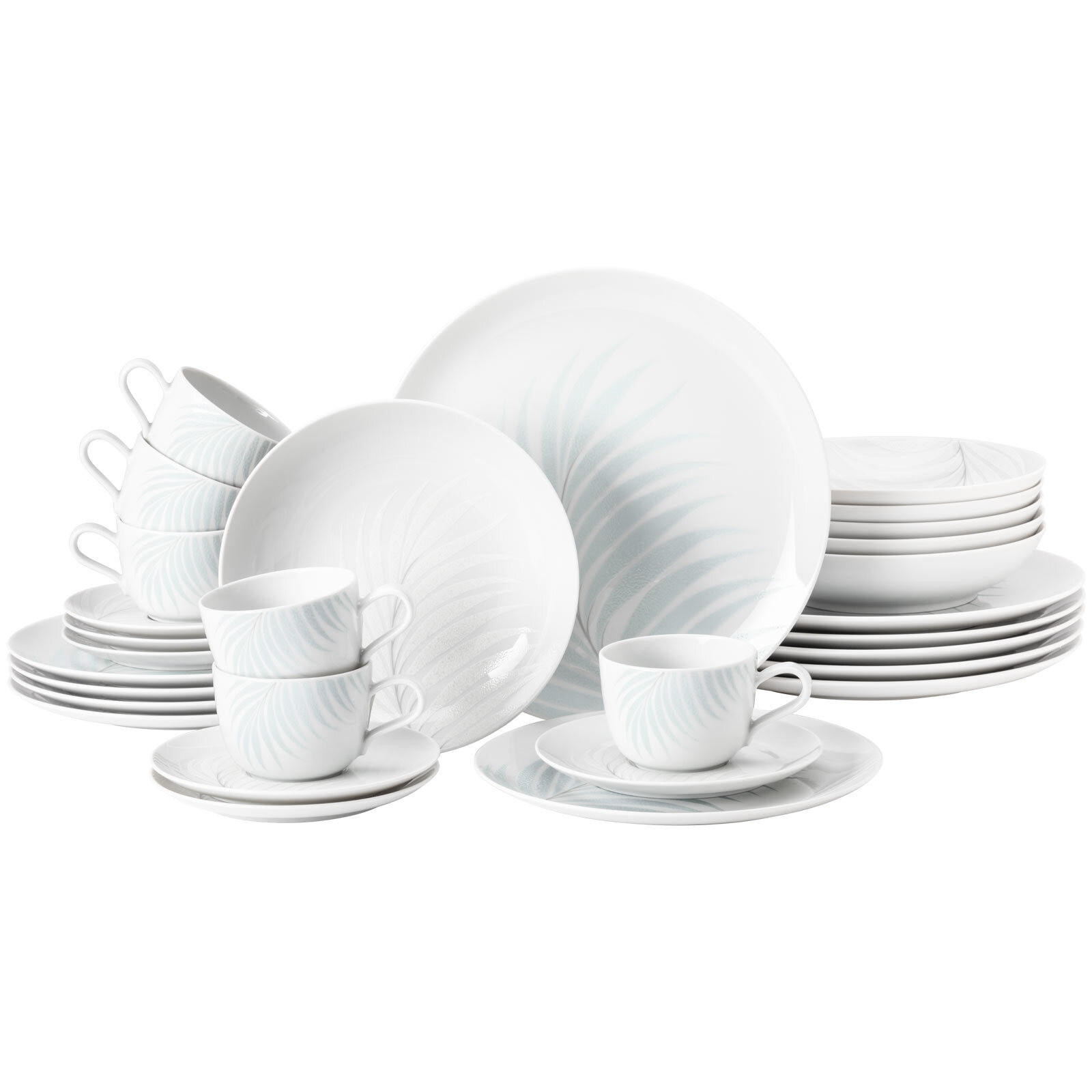 KOMBISERVICE Liberty Mediterranean weiß-blau 30er Set - Blau/Weiß, Keramik (1/1/1cm) - Seltmann Weiden