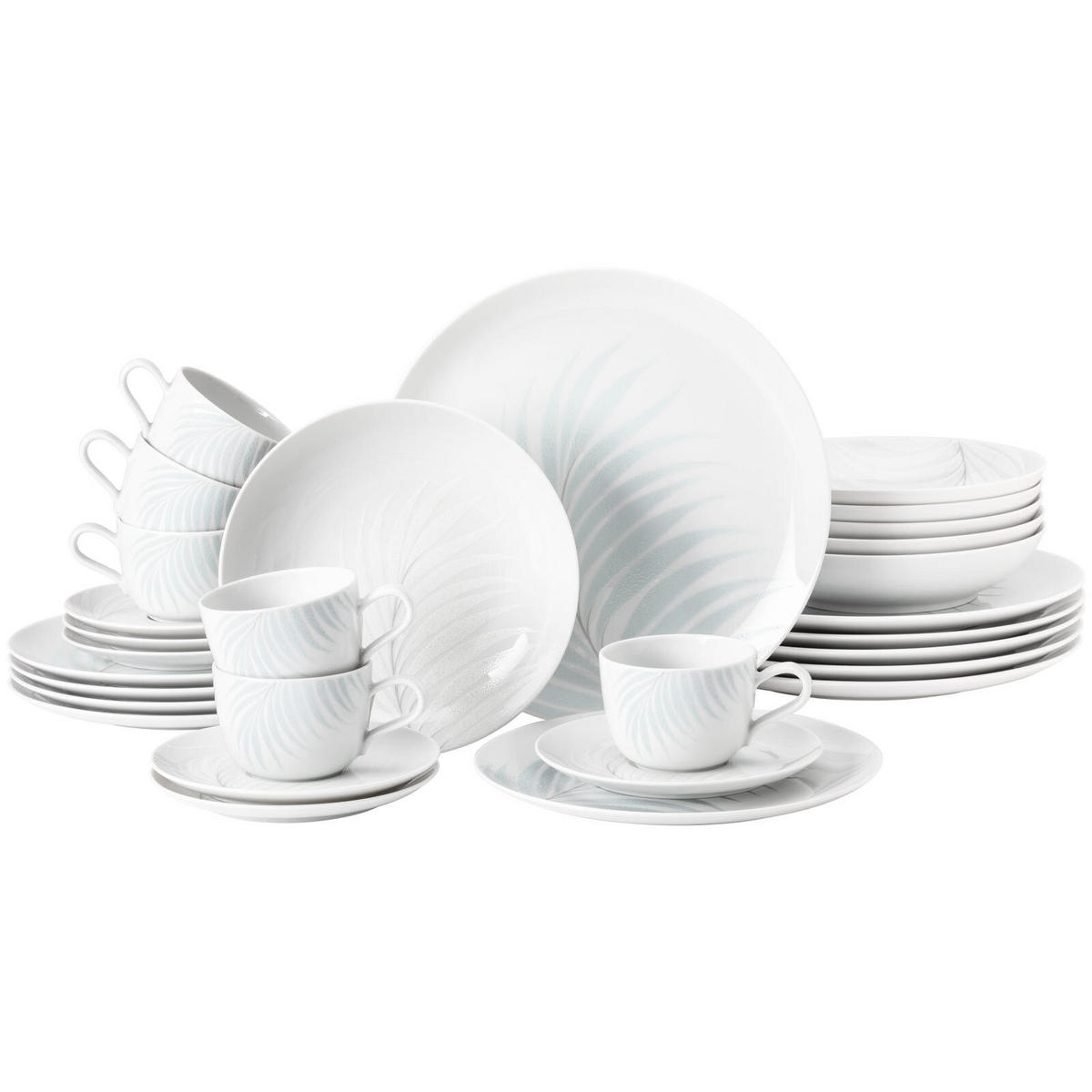 KOMBISERVICE Liberty Mediterranean weiß-blau 30er Set - Blau/Weiß, Keramik (1/1/1cm) - Seltmann Weiden