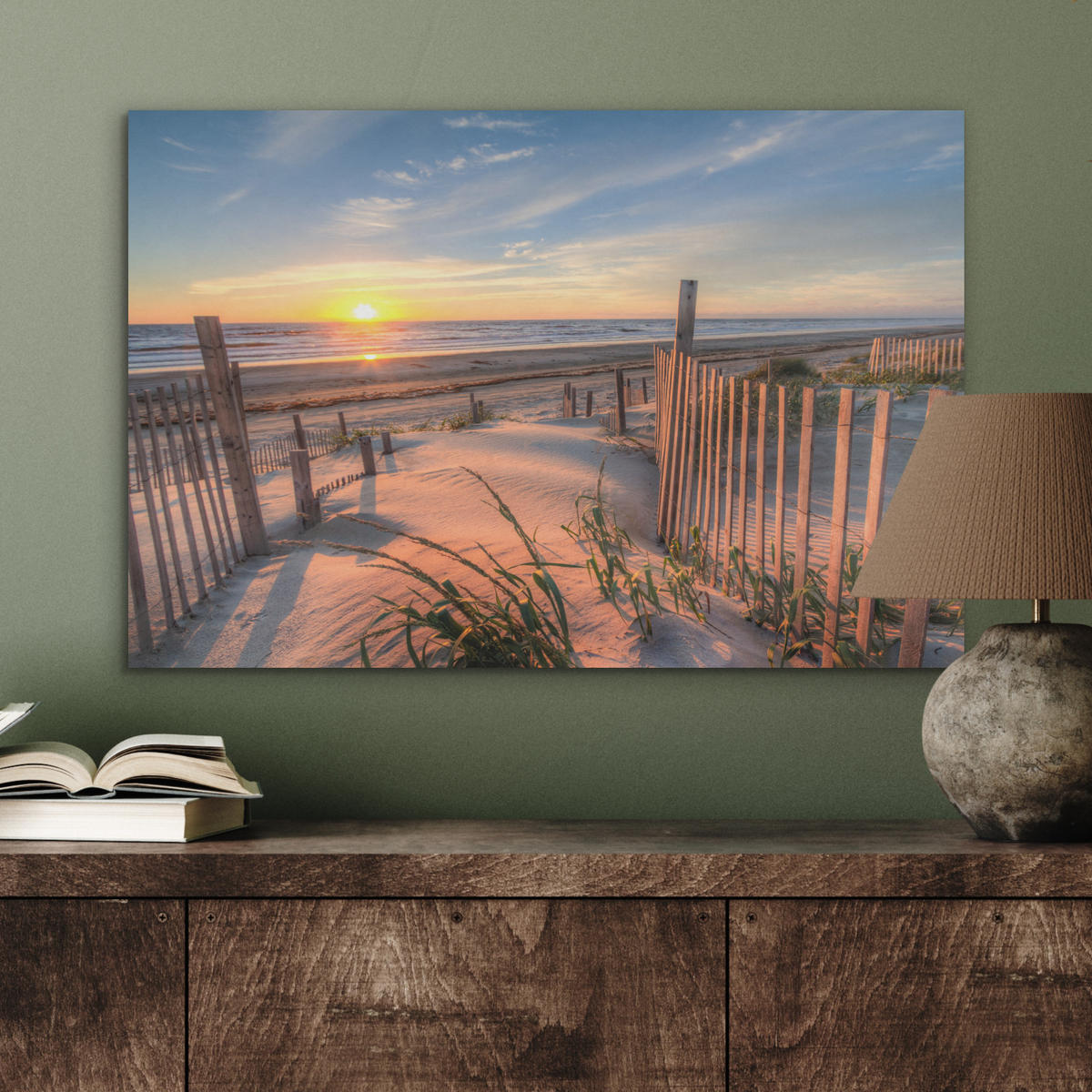 AKUSTIKBILD Strand - Meer - Düne - Sonnenuntergang - Landschaft Wanddeko 70x50 cm - Beige, Kunststoff (70/50/0.9cm) - MuchoWow