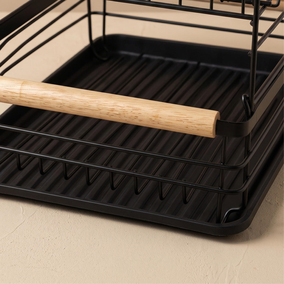GESCHIRRSTÄNDER mit Besteckbehälter 43/32/28 cm - Schwarz, Metall (32/28/43cm) - BOXIMO