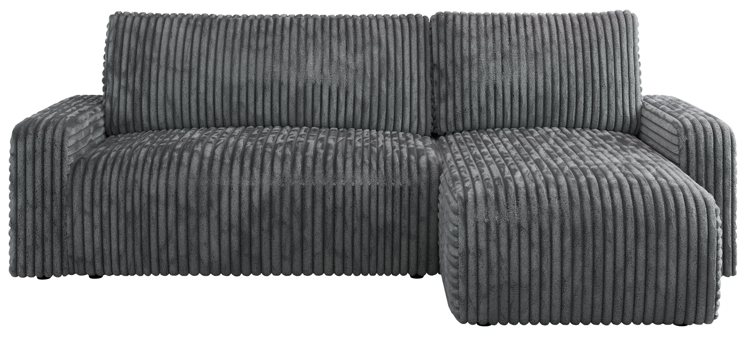 ECKSOFA ARGOS Dunkelgrau Cord - Dunkelgrau/Schwarz, Kunststoff/Textil (245/150cm) - MKS
