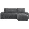 ECKSOFA ARGOS Dunkelgrau Cord - Dunkelgrau/Schwarz, Kunststoff/Textil (245/150cm) - MKS
