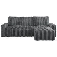ECKSOFA ARGOS Dunkelgrau Cord - Dunkelgrau/Schwarz, Kunststoff/Textil (245/150cm) - MKS