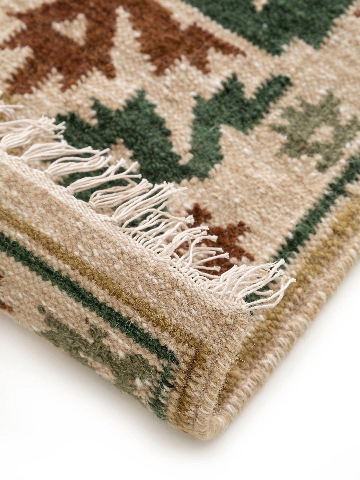 KELIM handgewebt Zohra Grün 80x200 cm - Grün, Textil (80/200cm) - benuta Pure