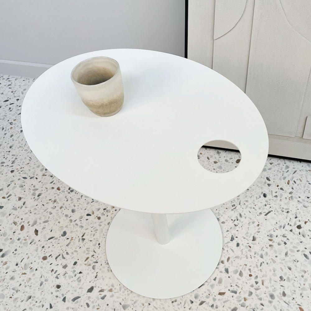 LOUNGETISCH Weiß 42x31x45 cm - Hellgrau/Weiß, Metall (31/42/45cm) - AlterEgo