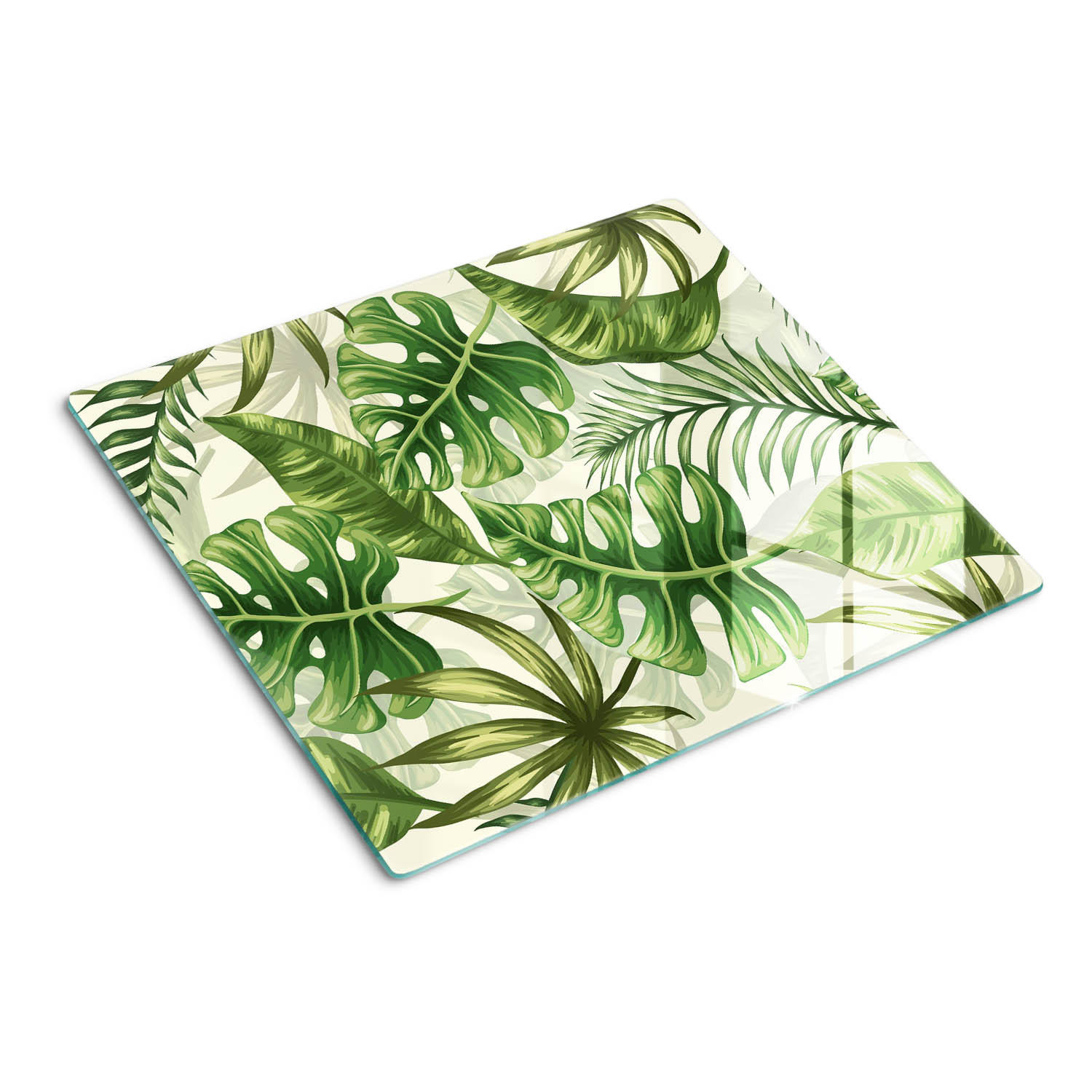 GLASPLATTE 60x52 cm Tropische Blätter - Grün, Glas (60/0.4/52cm) - TULUP