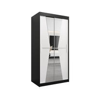 SCHWEBETÜRENSCHRANK 200/100/62 2-türig - Silberfarben/Schwarz, Holz/Kunststoff (100/200/62cm) - Abiks Möbel