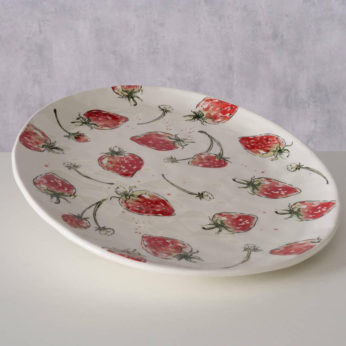 KERAMIKSCHALE Strawberry 39/31 cm - Rot, Keramik (31/3/39cm) - Boltze Home