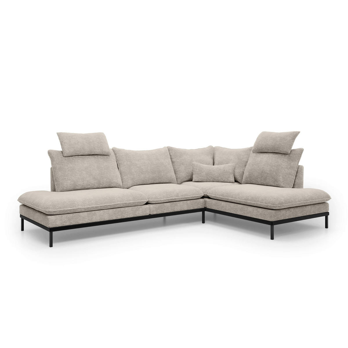 ECKSOFA Leafy Creme 293 cm - Creme, Textil (293/90/198cm) - Pillovely