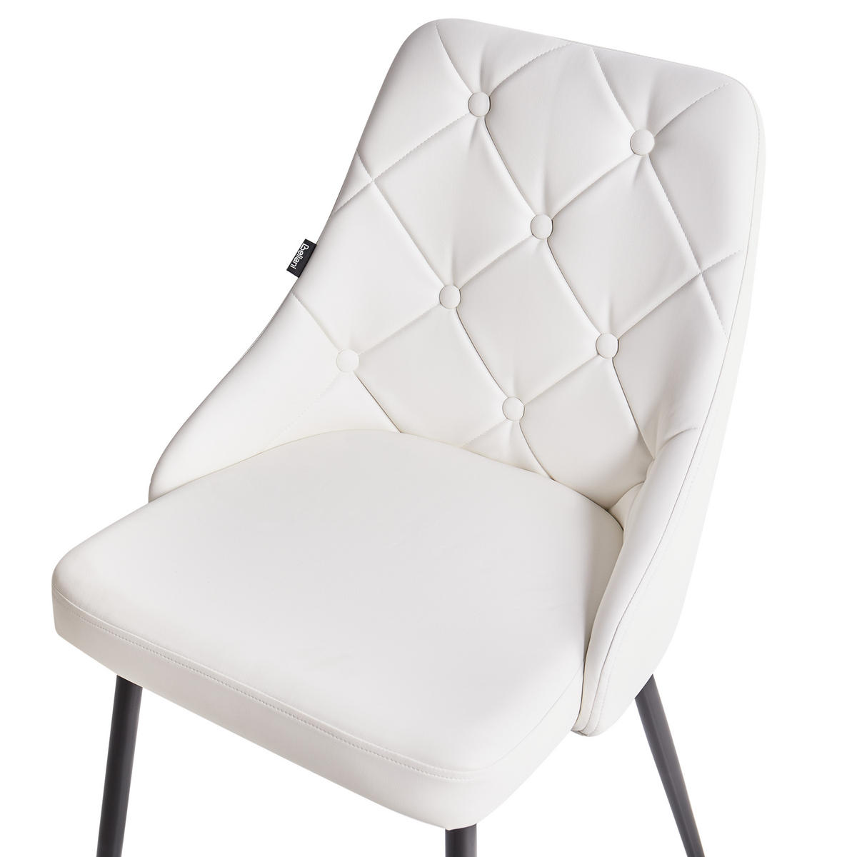 ESSZIMMERSTUHL 2er-Set Kunstleder Weiß Valerie - Weiß, Textil/Metall (49/81/59cm) - Beliani