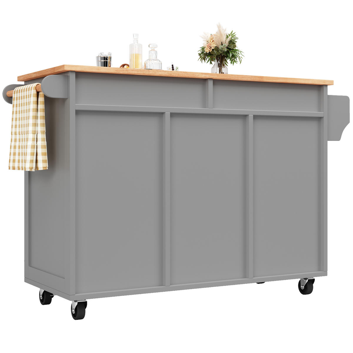 SERVIERWAGEN 102x45x92cm Grau mit verstellbaren Trennwänden & Lenkrollen - Grau, Holzwerkstoff (102/92/45cm) - Modfu