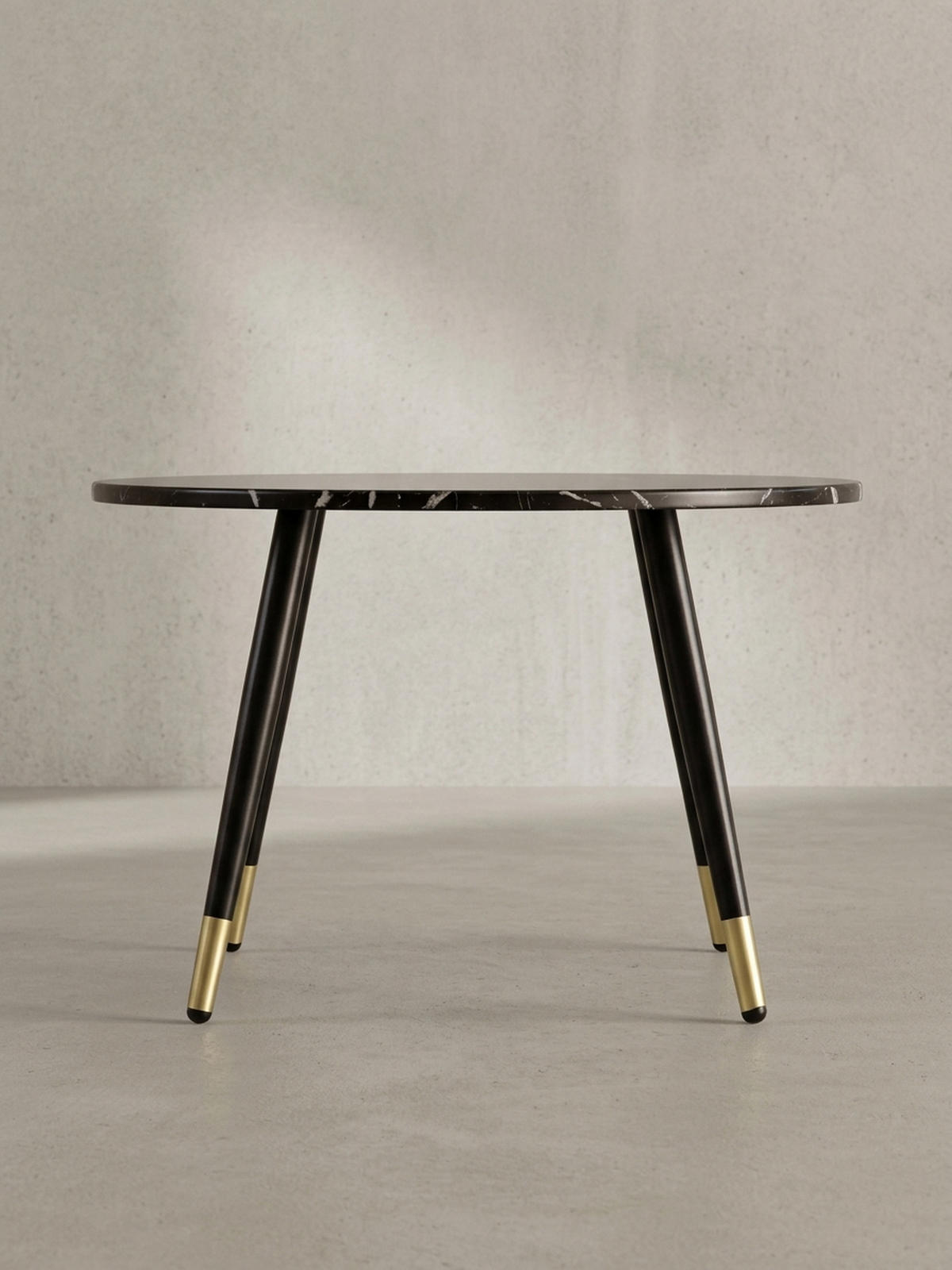 COUCHTISCH mit Marmor Optik, Modernes Design, Metall-Gestell, Runde Form, Schwarz 60x60x41 cm - Goldfarben/Schwarz, Holzwerkstoff/Metall (60/60/41cm) - KADIMA DESIGN