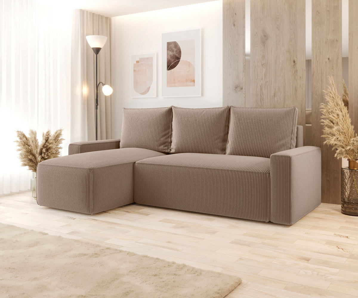 ECKSOFA mit Schlaffunktion SAVIO Poso 02 Links - Cappuccino, Textil (232/140cm) - Bedante