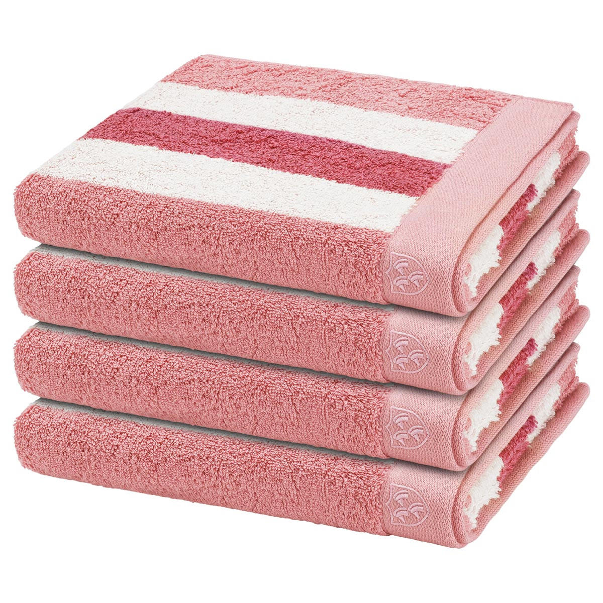HANDTUCH Doubleface Stripes 4er-Set - Rosa, Textil (50/100cm) - Ross
