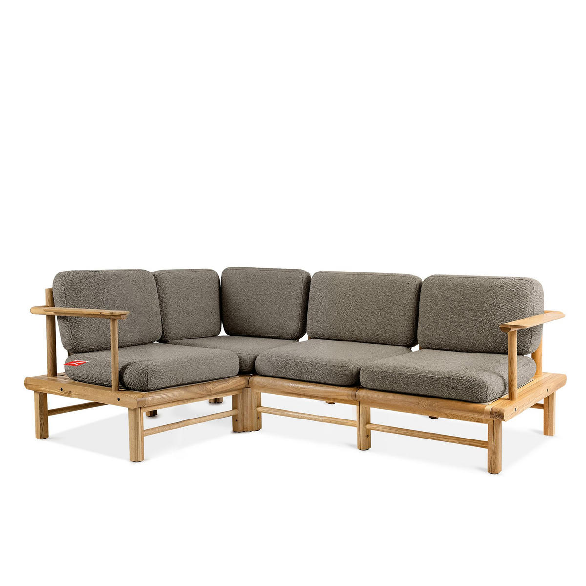 LOUNGESOFA ATREDA links - Grau, Holz/Textil (230/74/160cm) - KONSIMO®