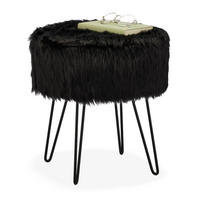 FELLHOCKER - Schwarz, Holzwerkstoff/Textil (37/41/37cm) - Relaxdays