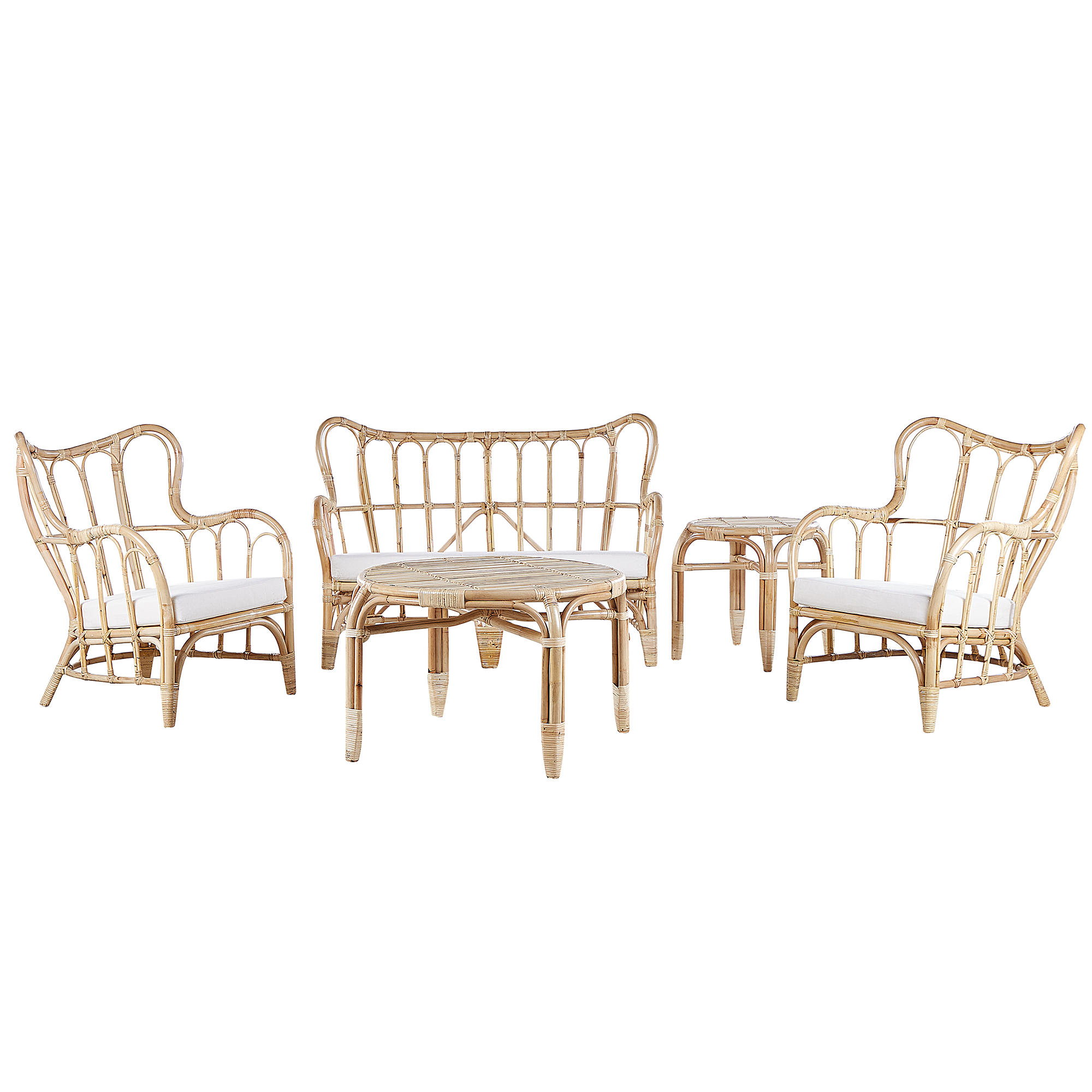 GARTENMÖBEL-SET 4-sitzer Rattan Beige Brindisi - Beige, Naturmaterialen - Beliani